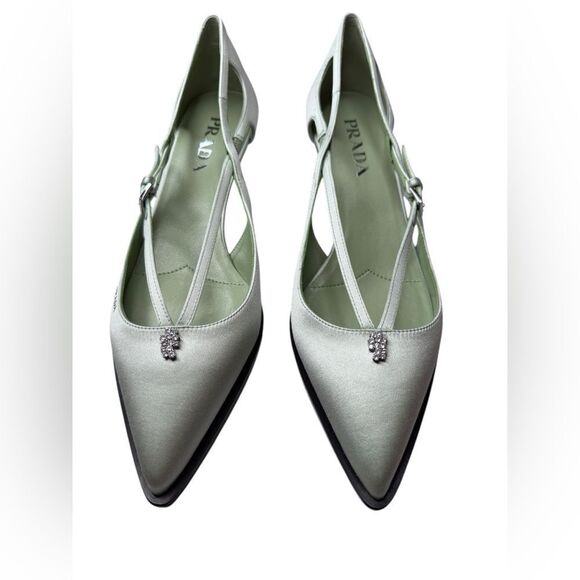 NWT Prada Satin Crisscross Slip On Heels (10) - Picture 5 of 12